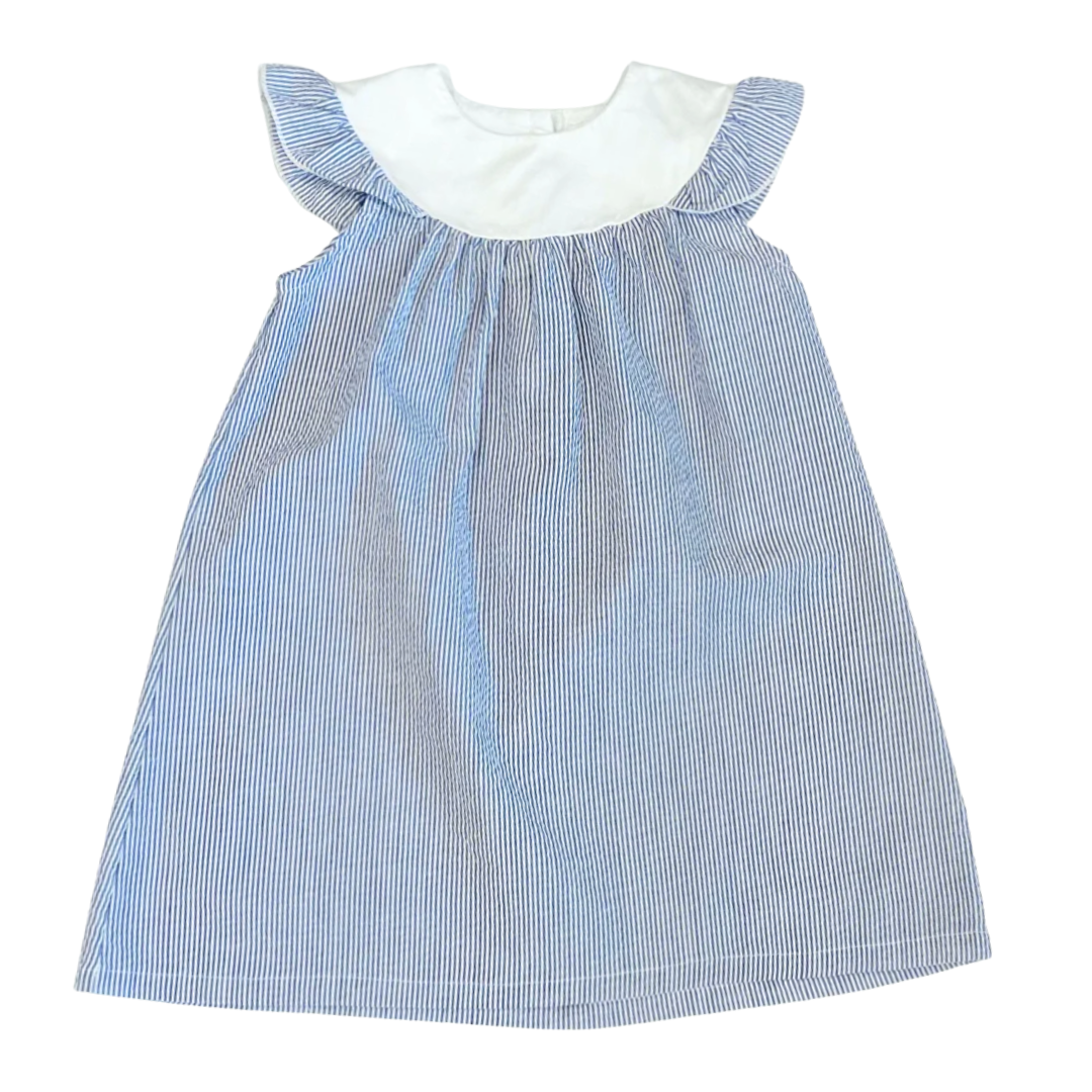 Seersucker Flutter Sleeve Dress