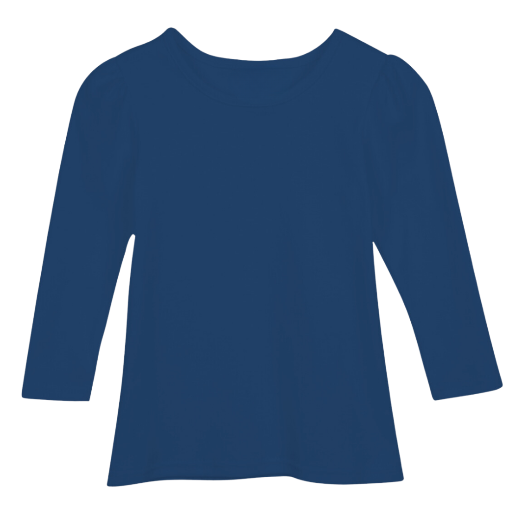 Long Sleeve Puff Sleeve Plain Tee