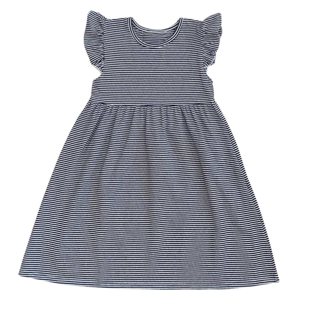 Patriotic Knit Stripe Flutter Sleeve Dress