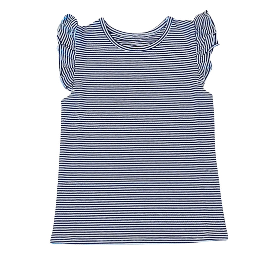 Fall Striped Flutter Sleeve Toddler Tee