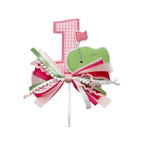 Ready to Ship- Pink Golf "1" Cake Topper