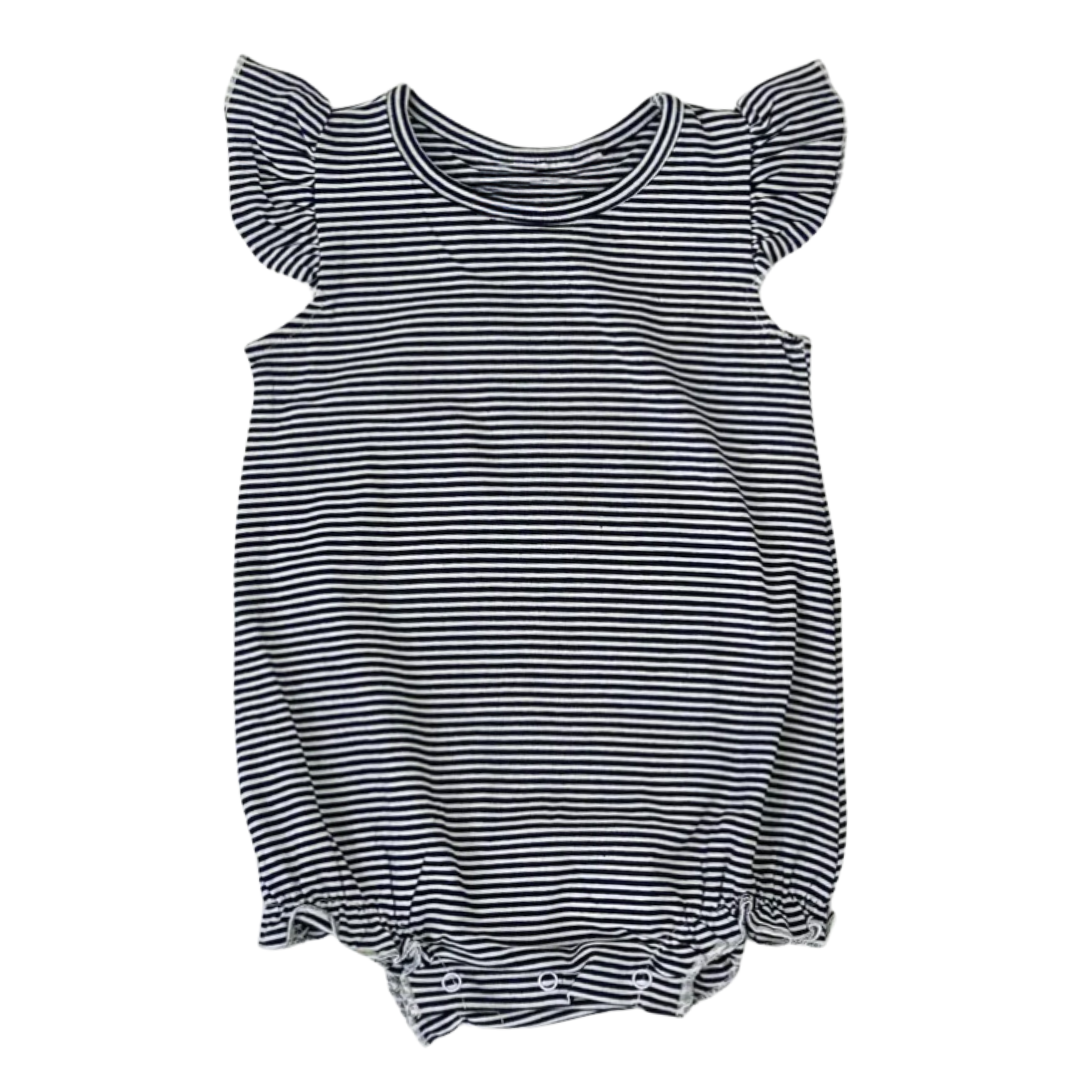 Knit Stripe Flutter Sleeve Bubble