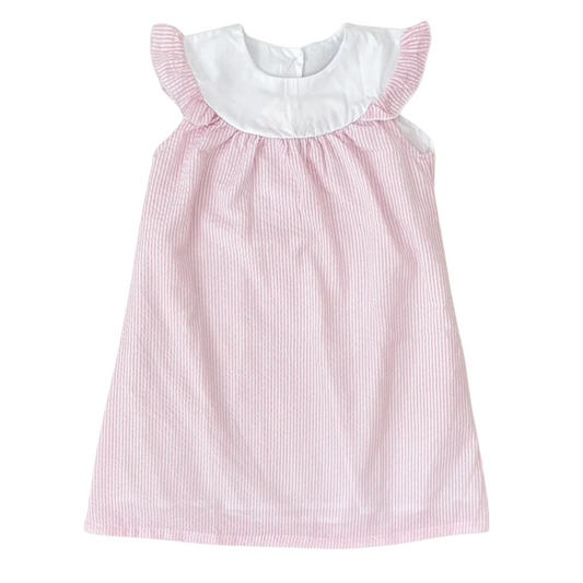 Seersucker Flutter Sleeve Dress