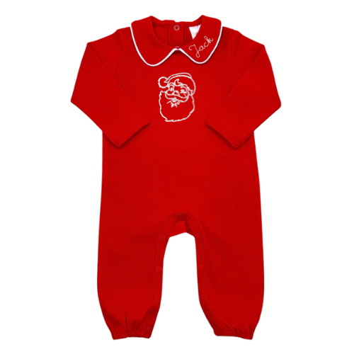Christmas Long Sleeve Piped Collar Romper