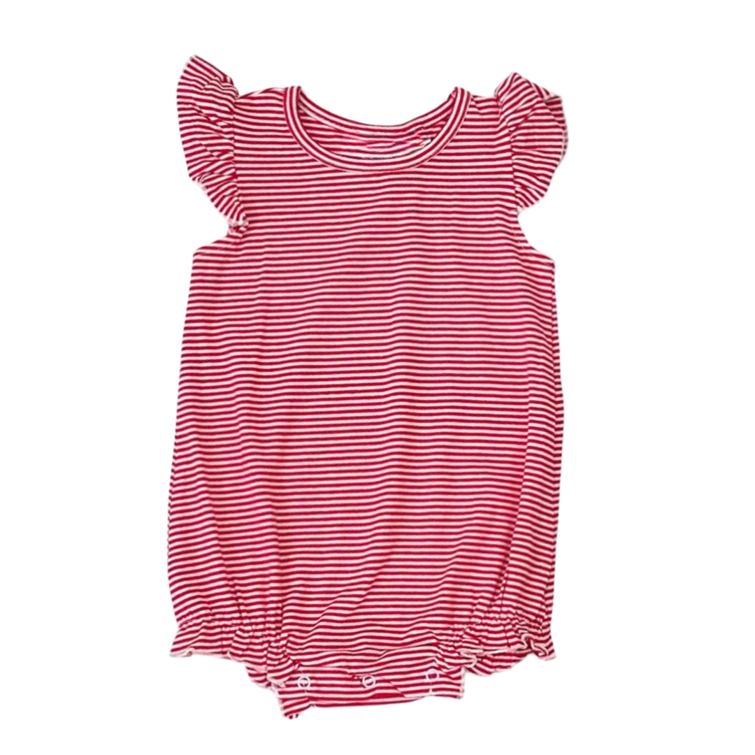 Knit Stripe Flutter Sleeve Bubble