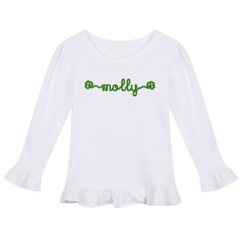 St. Patrick's Day Long Sleeve Ruffle Toddler Tee