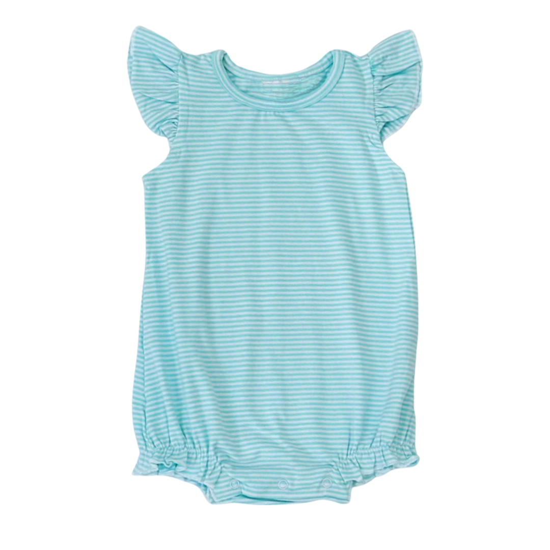 Knit Stripe Flutter Sleeve Bubble