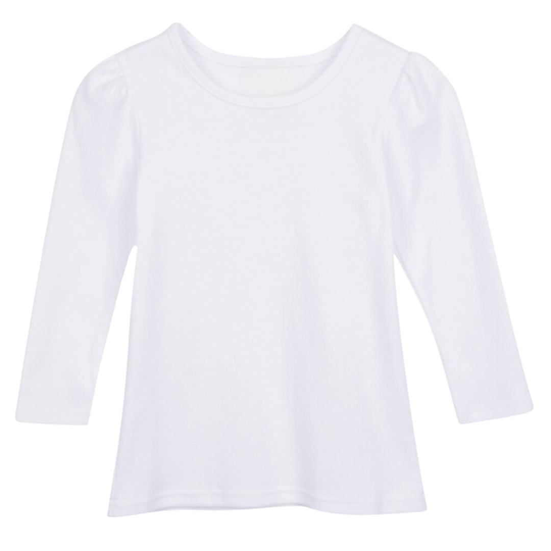 Long Sleeve Puff Sleeve Plain Tee