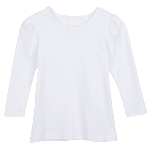Long Sleeve Puff Sleeve Plain Tee