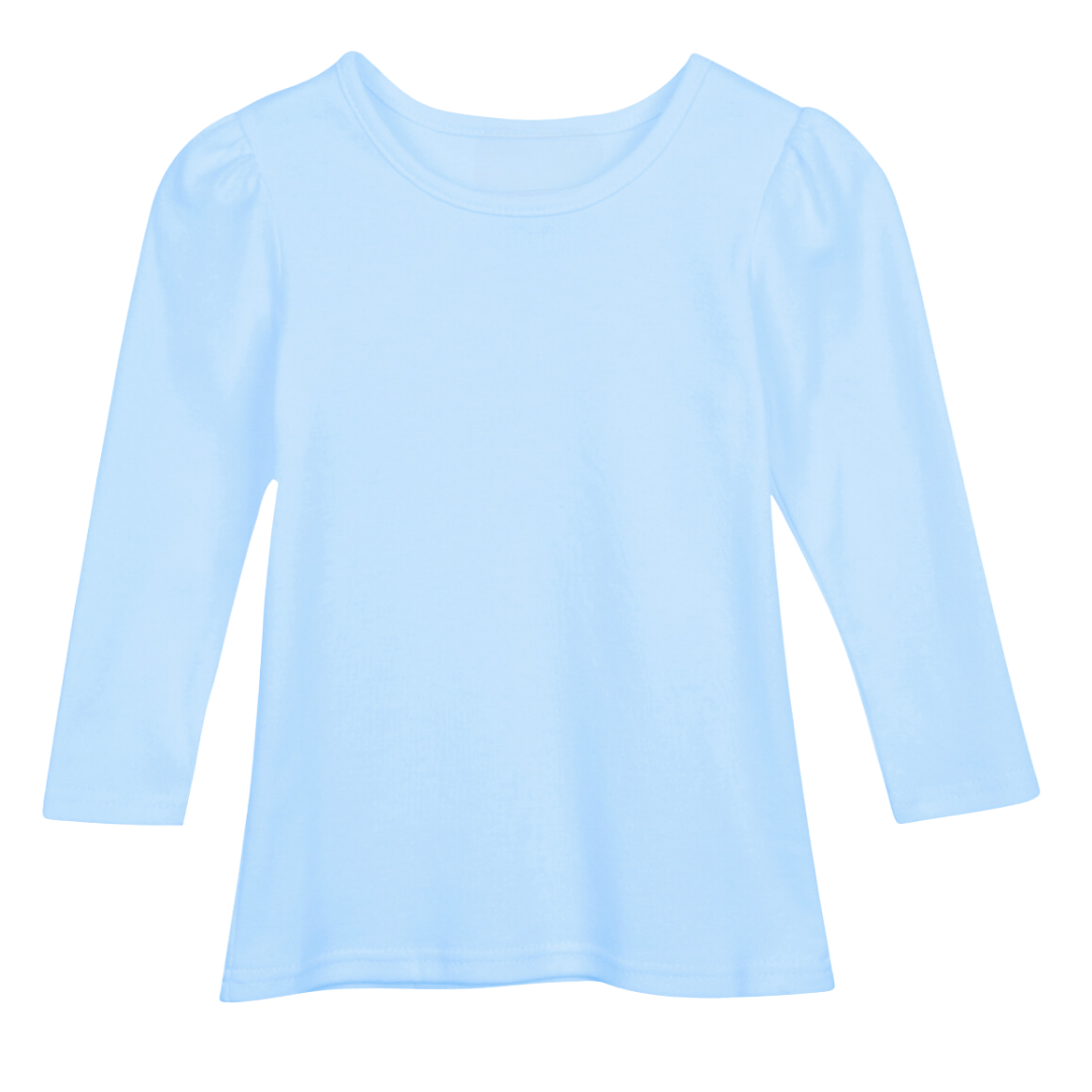 Long Sleeve Puff Sleeve Plain Tee
