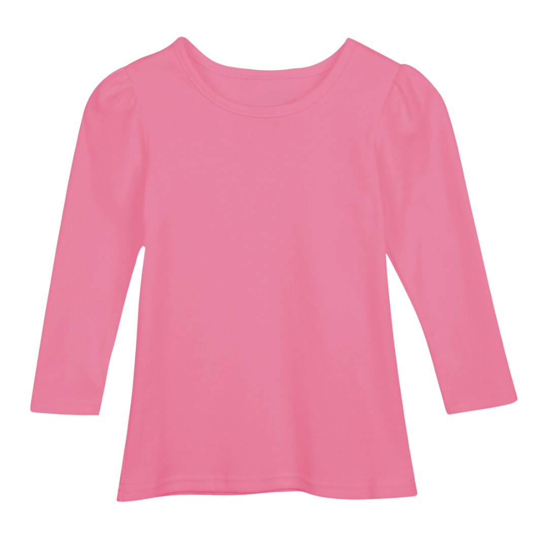 Long Sleeve Puff Sleeve Plain Tee