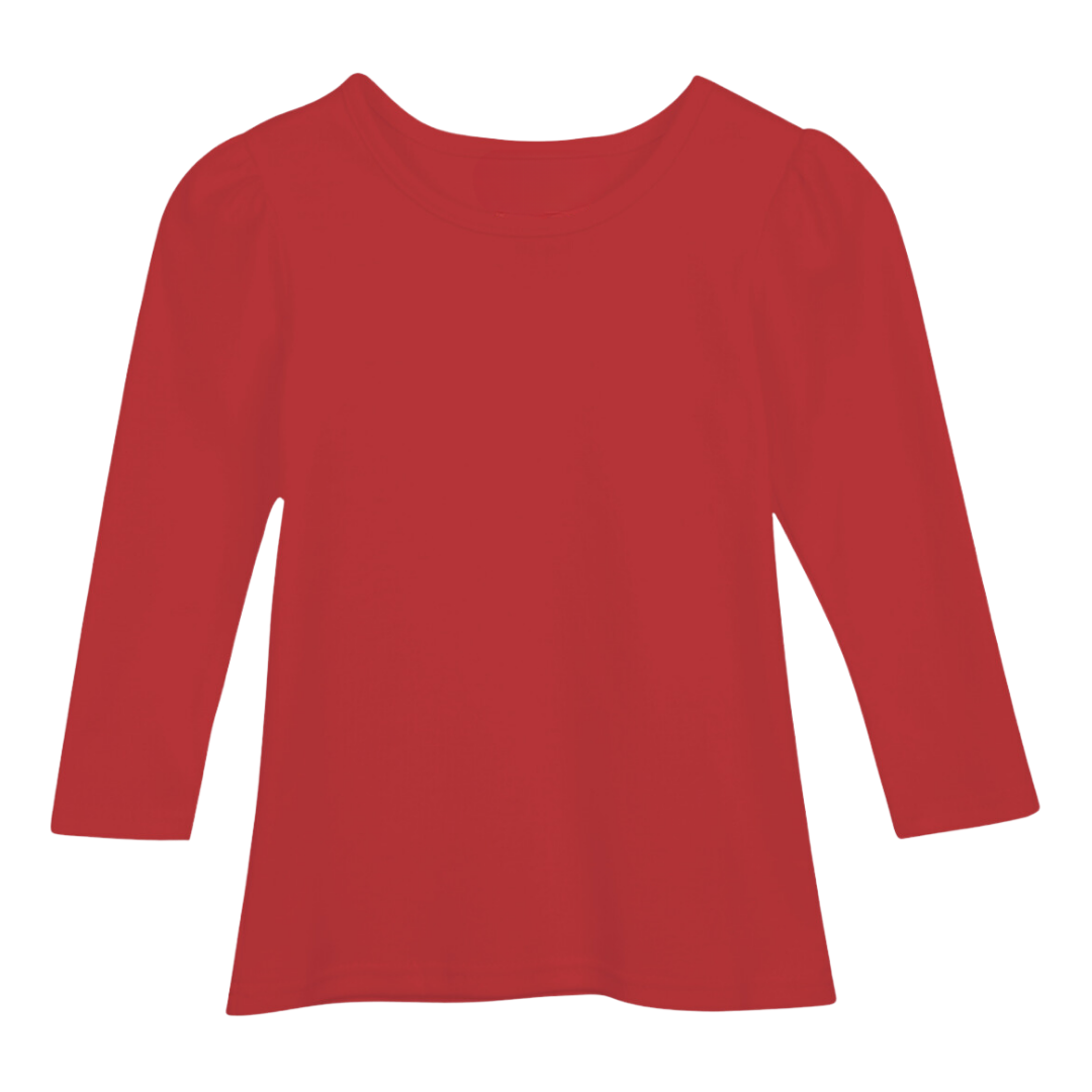 Long Sleeve Puff Sleeve Plain Tee