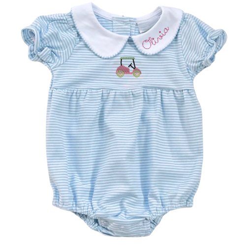 Golf Knit Stripe Peter Pan Collar Bubble