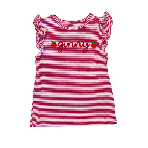 Back to School Striped Flutter Sleeve Toddler Tee