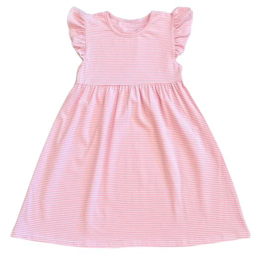 Knit Stripe Flutter Sleeve Dress