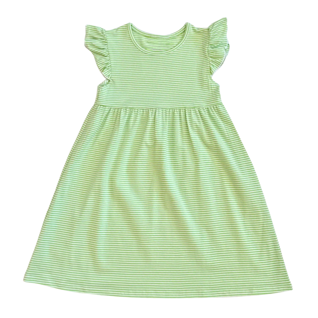 Knit Stripe Flutter Sleeve Dress