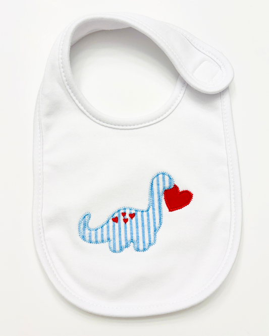 Ready to Ship- Valentine's Day Dino Heart Plain Edge Bib