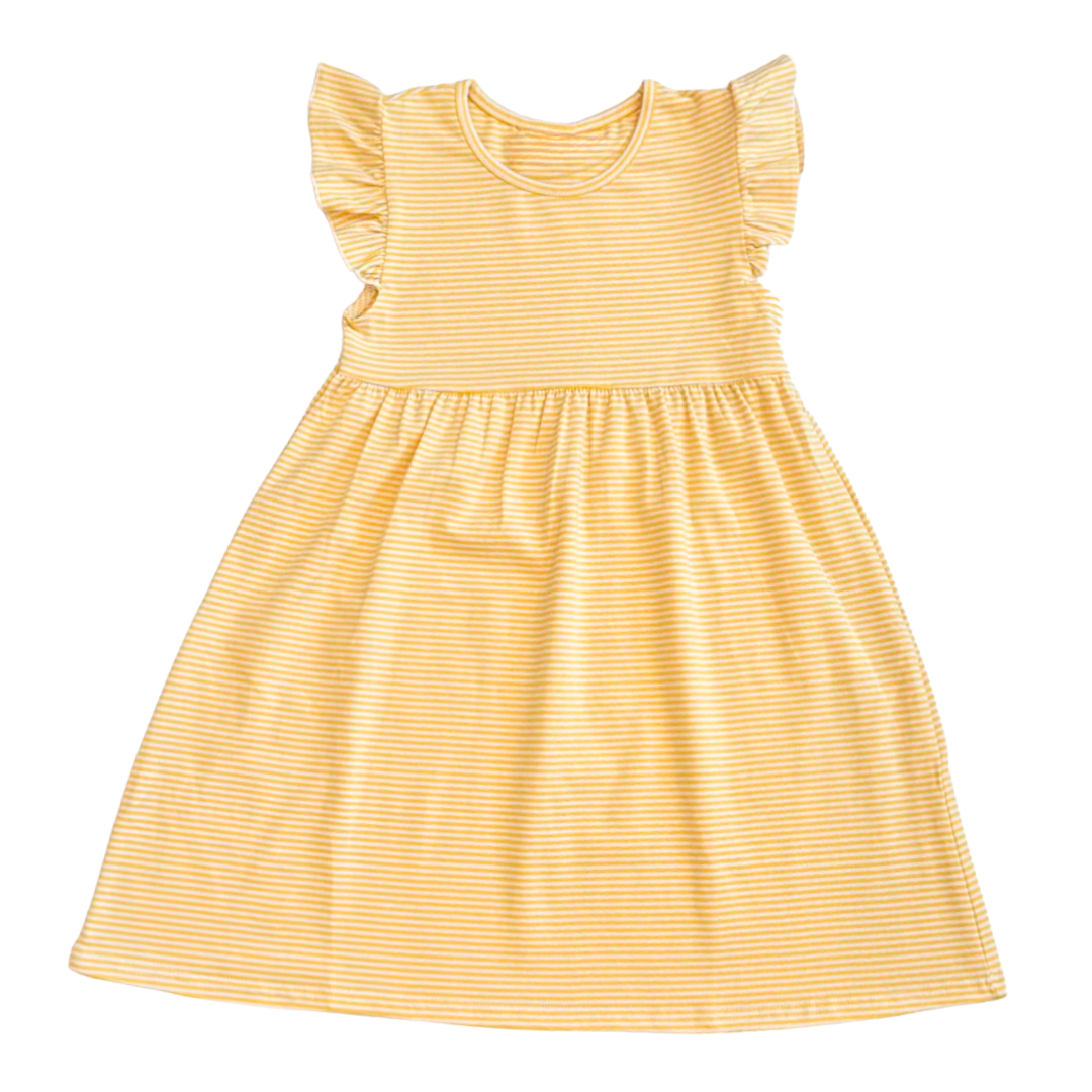 Knit Stripe Flutter Sleeve Dress