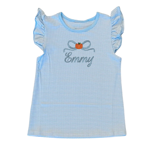 Fall Striped Flutter Sleeve Toddler Tee