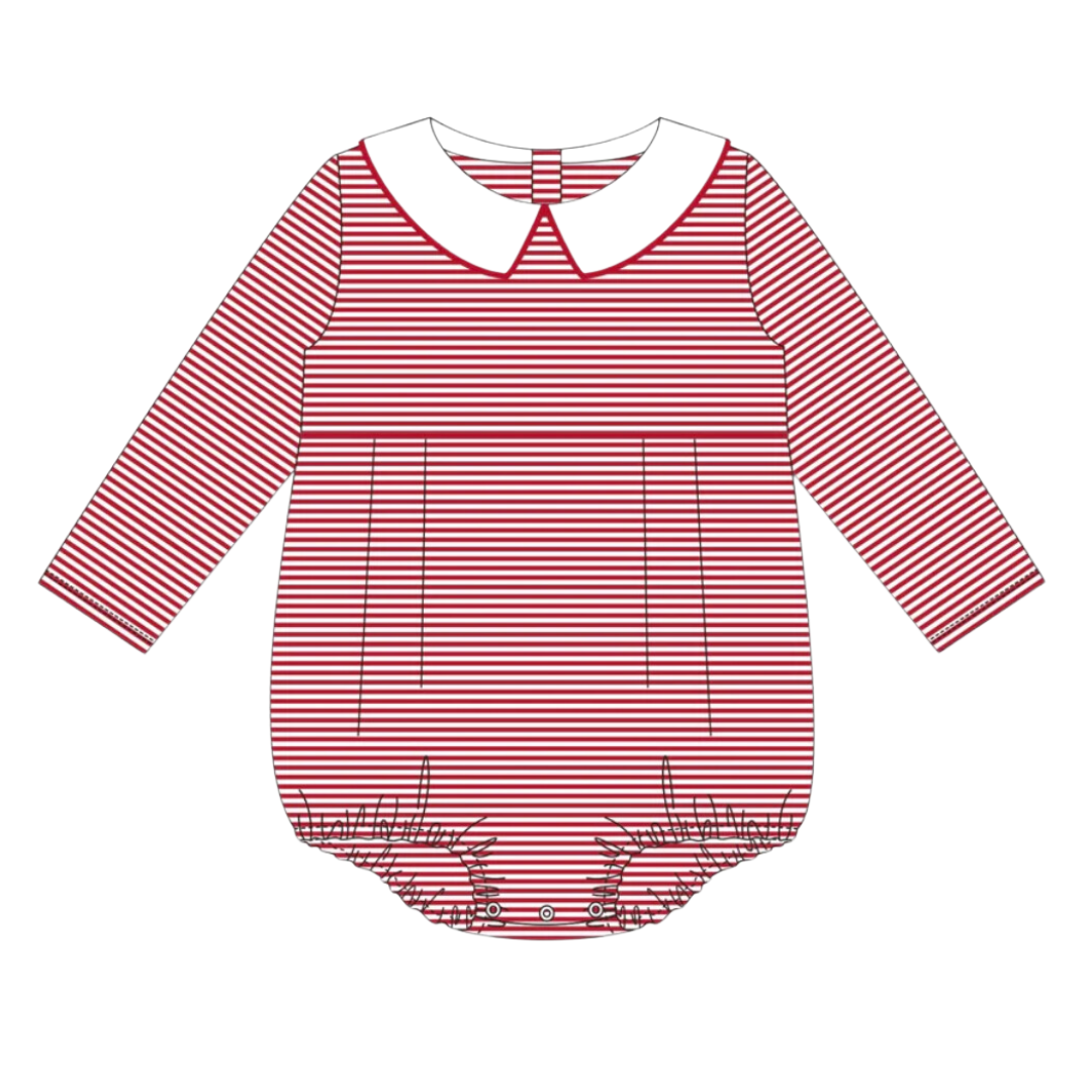 Long Sleeve Peter Pan Collar Striped Bubble