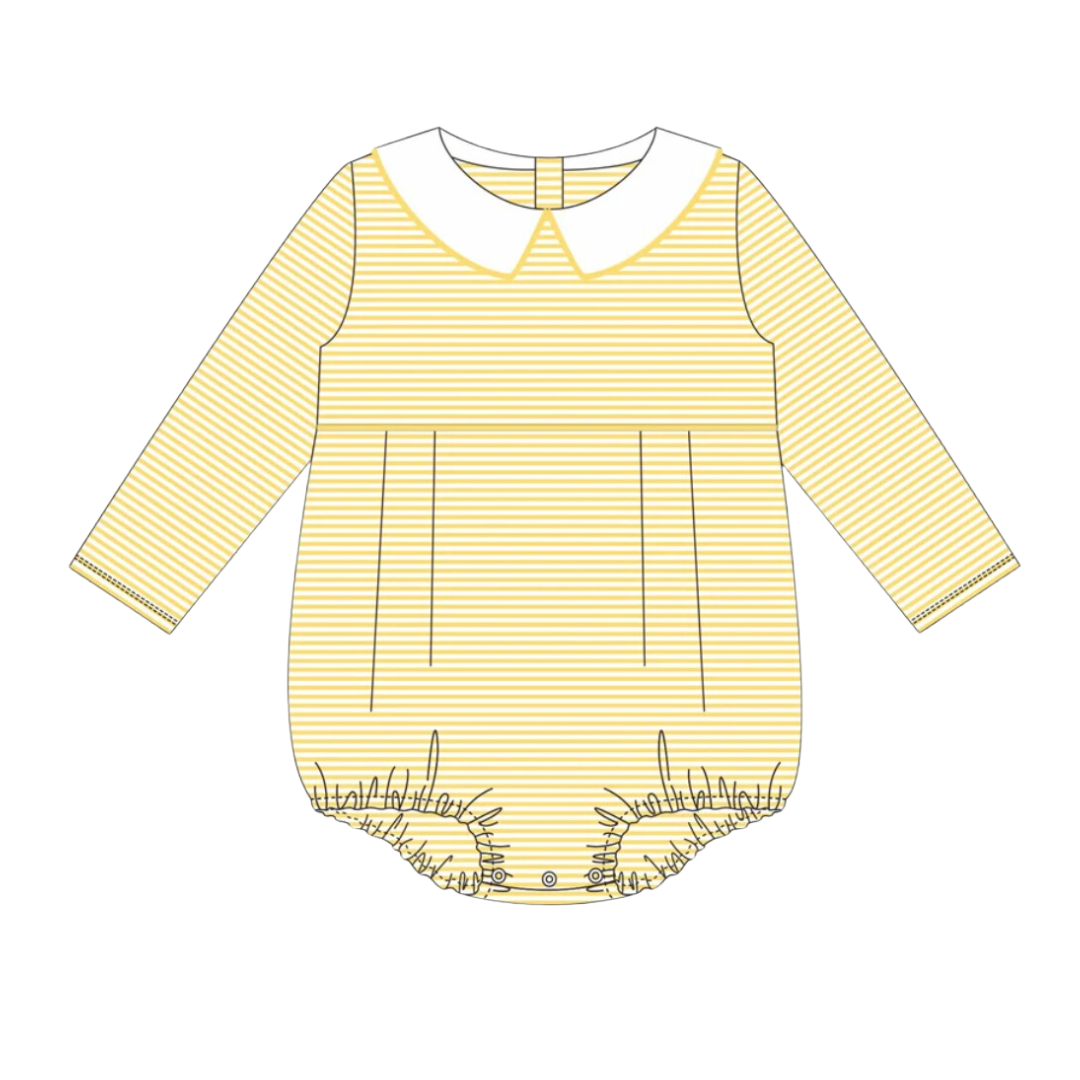 Long Sleeve Peter Pan Collar Striped Bubble