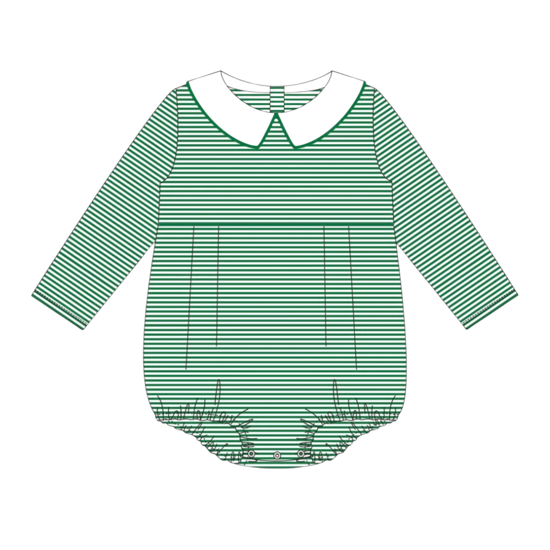 Long Sleeve Peter Pan Collar Striped Bubble