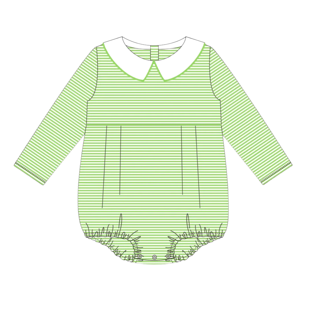 Long Sleeve Peter Pan Collar Striped Bubble
