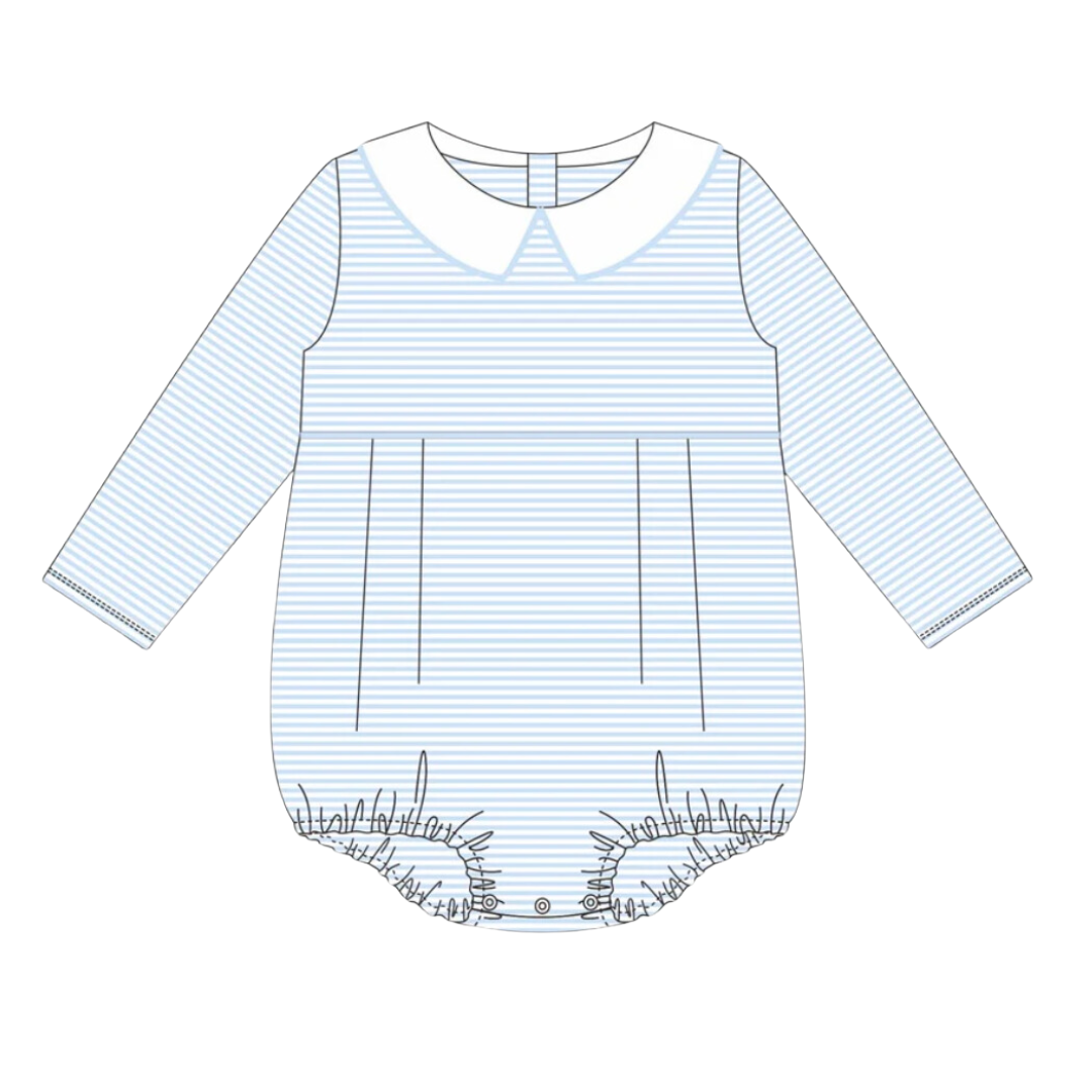 Long Sleeve Peter Pan Collar Striped Bubble