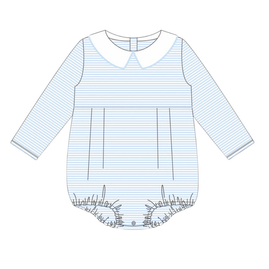Long Sleeve Peter Pan Collar Striped Bubble
