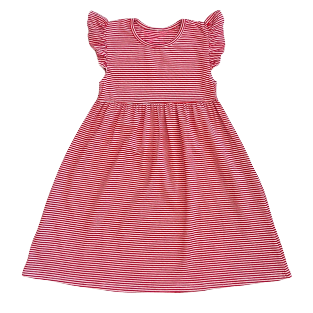 Knit Stripe Flutter Sleeve Dress