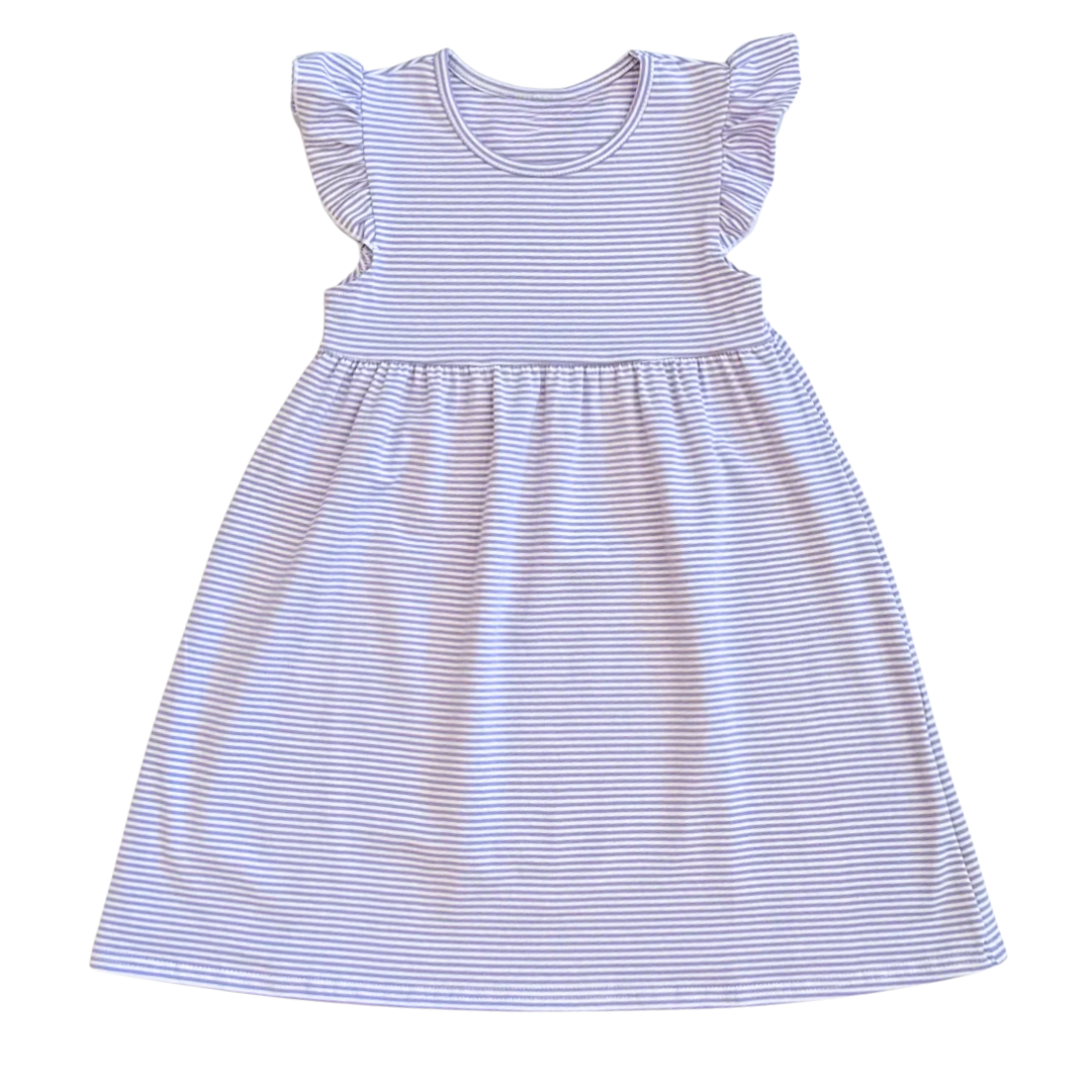 Knit Stripe Flutter Sleeve Dress