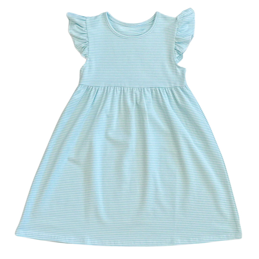 Knit Stripe Flutter Sleeve Dress