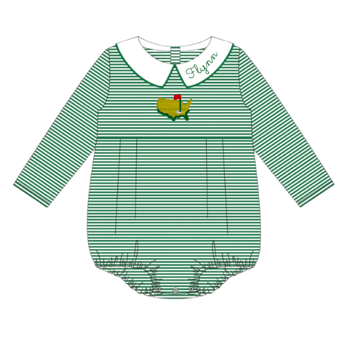 Golf Long Sleeve Peter Pan Collar Striped Bubble