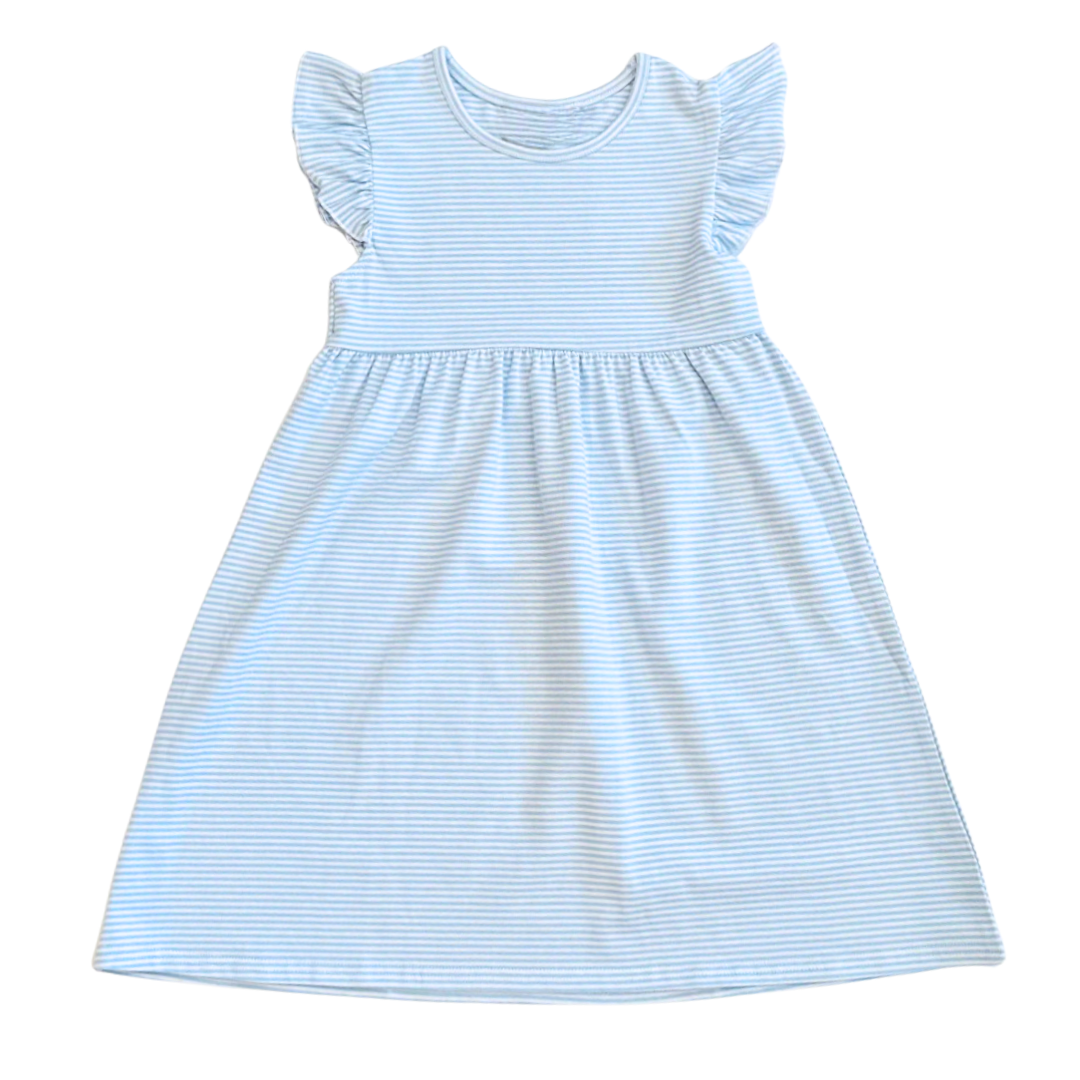 Knit Stripe Flutter Sleeve Dress