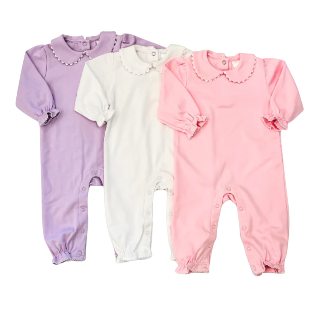 Valentine's Long Sleeve Ric Rac Collar Romper