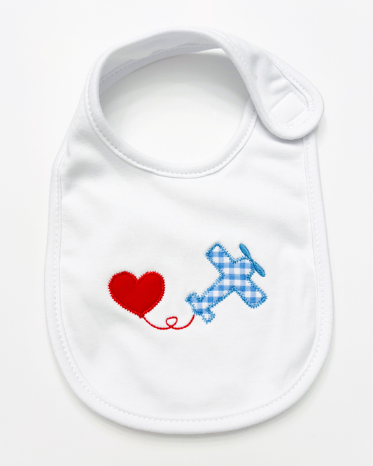 Ready to Ship- Valentine's Heart Plane Bib