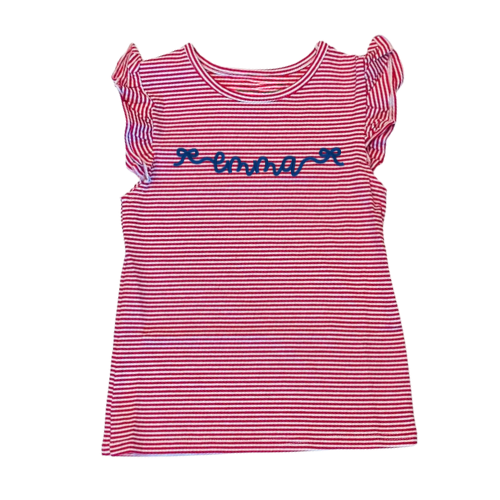 Patriotic Striped Flutter Sleeve Toddler Tee
