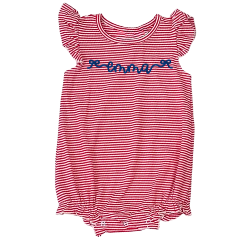 Patriotic Knit Stripe Flutter Sleeve Bubble