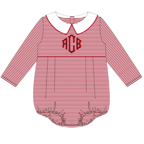 Christmas Long Sleeve Peter Pan Collar Striped Bubble