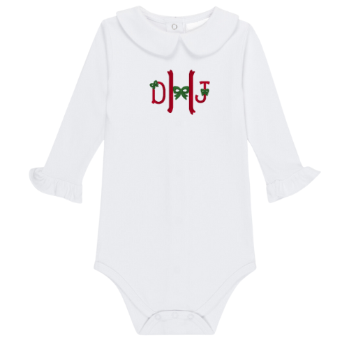 Christmas Long Sleeve Ruffle Peter Pan Onesie