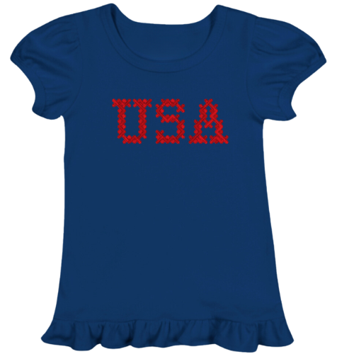 Patriotic Puff Sleeve Ruffle Toddler Tee