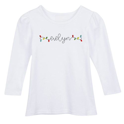 Christmas Long Sleeve Puff Sleeve Plain Tee