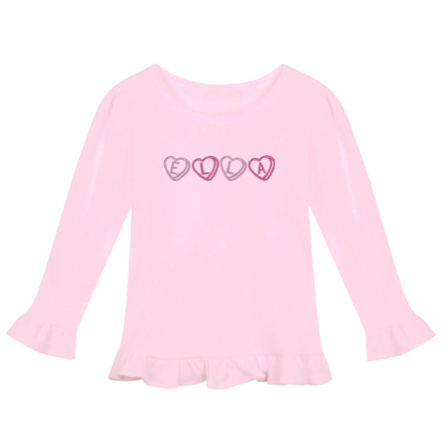 Valentine's Long Sleeve Ruffle Toddler Tee