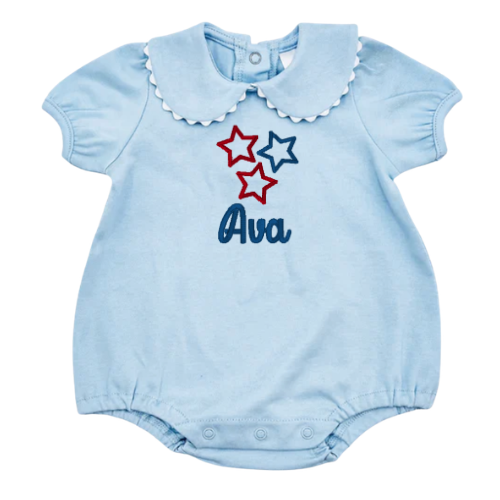 Patriotic Short Sleeve Ric Rac Collar Bubble