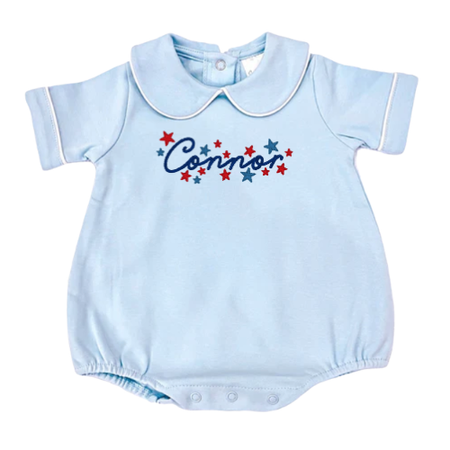 Patriotic Short Sleeve Piped Collar Bubble