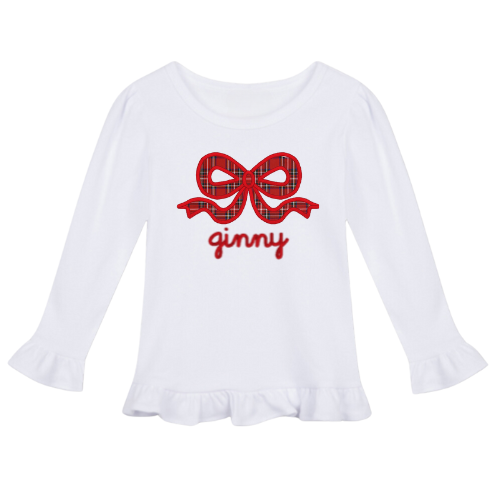 Christmas Long Sleeve Ruffle Toddler Tee