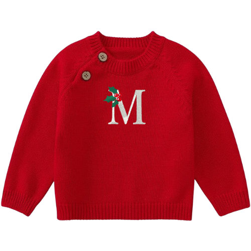 Christmas Knit Sweater with Shoulder Buttons