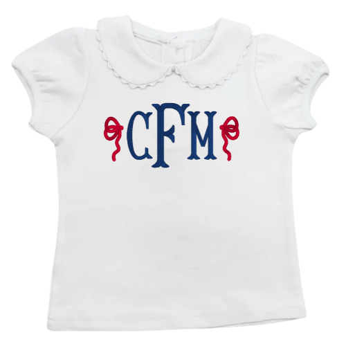 Patriotic Short Sleeve Ric Rac Collar Shirt