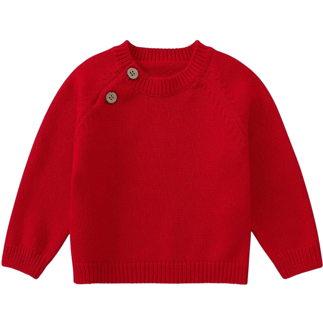 Christmas Knit Sweater with Shoulder Buttons