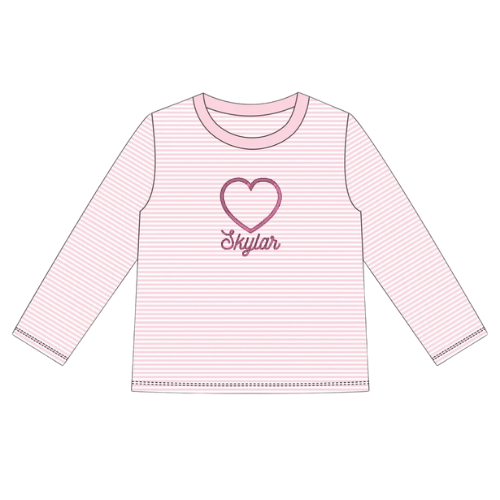 Valentine's Long Sleeve Striped Toddler Tee